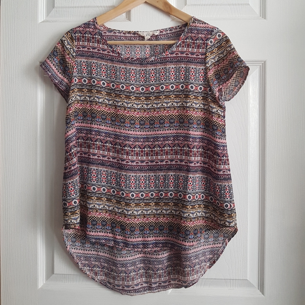 Pink Rose Print Top